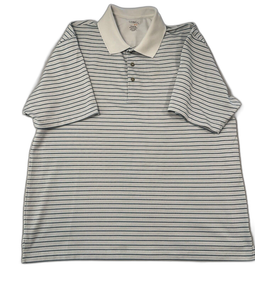 George Golf Polo Shirt Men Size XL Blue Stripped Short Sleeve
